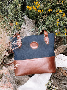 Denim and Leather Handbag