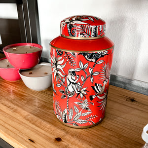 Round Medium Jar With Lid | Red