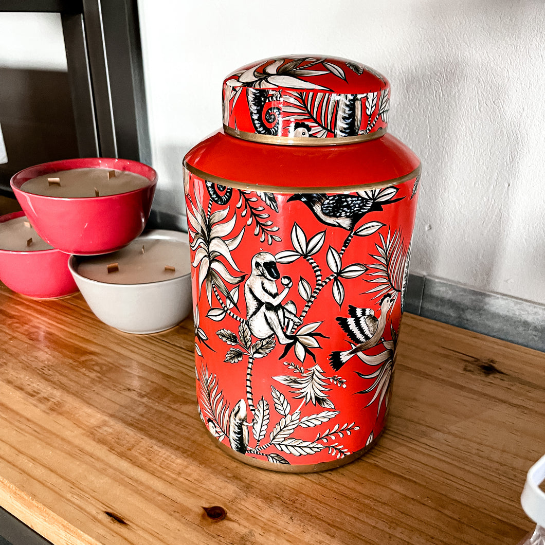 Round Medium Jar With Lid | Red